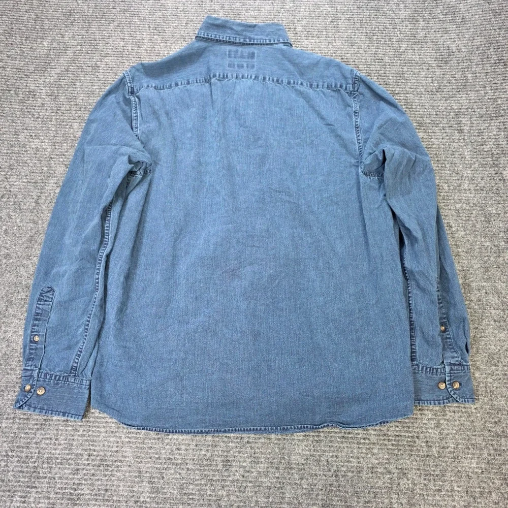 Banana Republic Untucked Slim Fit Denim Shirt Men's Size XL Blue Long Sleeve